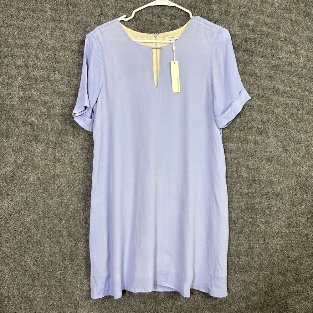 Lavender Brown Dress Womens Size S Blue Sky Keyhole Shift Silky Party Short